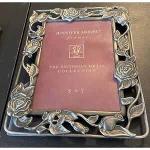 Jennifer Moore Picture Frame‎ Victorian Metal Collection Pewter Flowers Roses